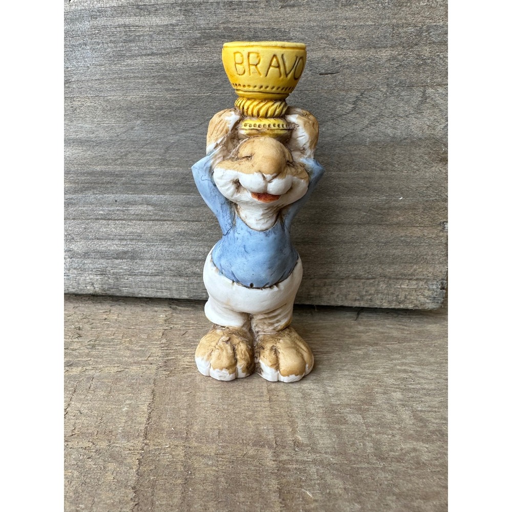 Vintage 1982 D Esposito Ottanta Italy Bravo Rabbit Bunny Trophy Figurine Resin